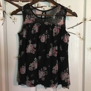 No Boundaries- lacy floral tank top blouse